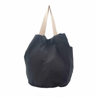 BOLSO REDONDO CANVAS NEGRO